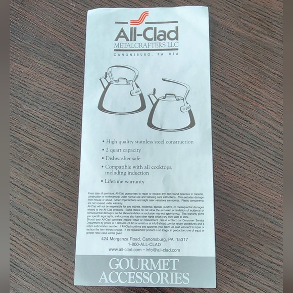 All-Clad tea kettle, stainless steel 2 qt - NEW! - Picture 6 of 8